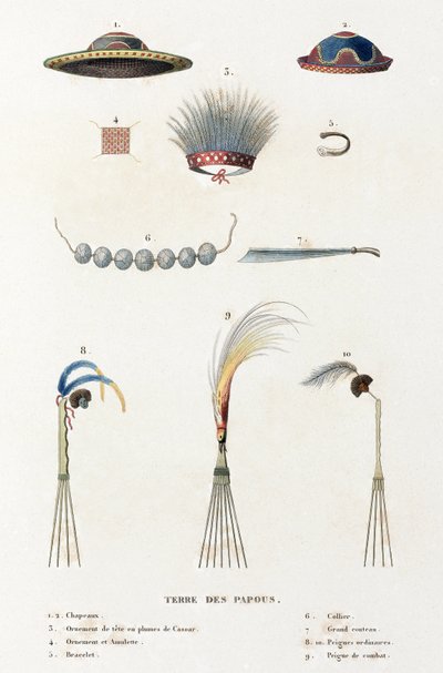 Hüte, Kämme und andere Artefakte aus dem Land der Papua von Unbekannt