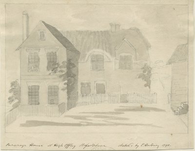 High Offley - Pfarrhaus: Bleistift- und Waschzeichnung, 1790 von Unbekannt
