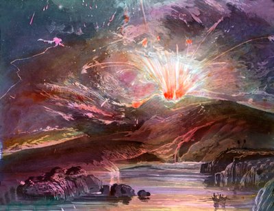 Im April 1902 brach der Vulkan Pelée auf der Insel Martinique aus von Unbekannter Künstler