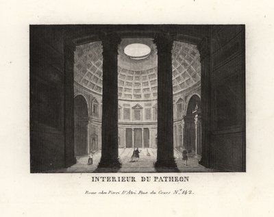 Innenansicht des Pantheon mit der Kassettendecke und dem Oculus, Rom von Unbekannt