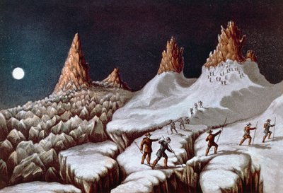 John MacGregors Aufstieg auf den Mont Blanc, Grands Mulets Route, Illustration aus Narrative of ascent to Mont Blanc von William M. Timlin