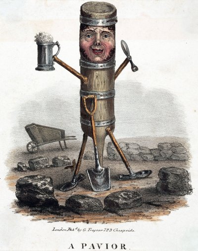 Der Pflasterer, Figur gebaut mit den Werkzeugen seines Handwerks, ca. 1810-1860 von Unbekannt