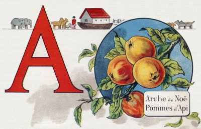Buchstabe A: Arche Noah, Apy Apfel (Illustration aus „ABC L