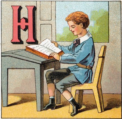 Buchstabe H als Geschichte Frankreichs. Gravur in "Alphabet des kleinen Schülers". Imaging von Epinal, ca. 1885. von Unbekannt
