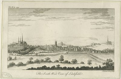 Lichfield - Südwestansicht: Radierung, nd [ca. 1764] von Unbekannt