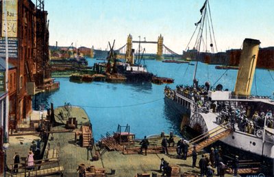 London - Themse mit Bootsanleger und Passagieren, frühe 1900er Jahre von Unbekannter Künstler