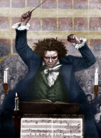 Ludwig van Beethoven dirigiert mit Taktstock - von Katzaroff. Deutscher Komponist von Unbekannt