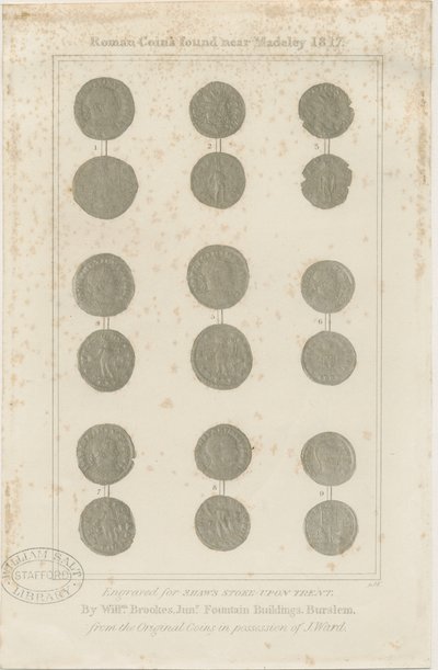 Madeley - Römische Münzen: Gravur, undatiert [um 1817] von Unbekannt