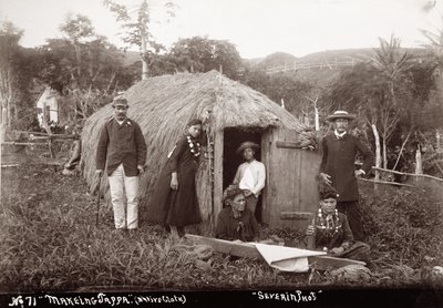 Herstellung von Tappa, einem einheimischen Stoff, ca. 1875 von Unbekannt