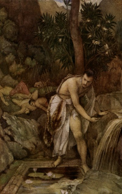 Nakula am vergifteten See, Hindu-Mythos (Postkarte) von Unbekannter Künstler