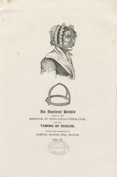 Newcastle-under-Lyme - Schandmaske: Holzschnitt, nd [ca. 1833-4] von Unbekannt