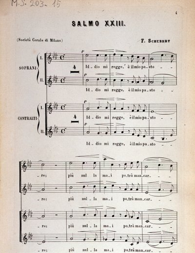Seite der Partitur von Psalm 23, op 132, D 706 von Franz Schubert von Unbekannter Künstler