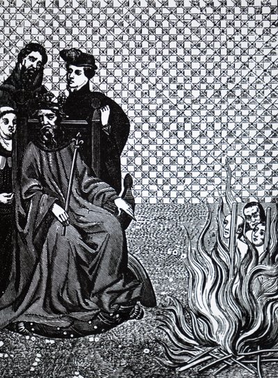 Philipp II. von Frankreich verurteilt die Jünger des französischen Theologen Amaury von Unbekannt