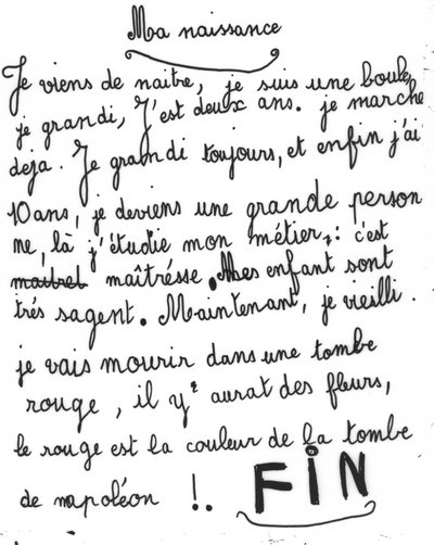 Foto eines Textes über Mutterschaft, erstellt in einer Kindertagesstätte in Paris im Jahr 1960 von Kosma Sergejewitsch Petrow Wodkin