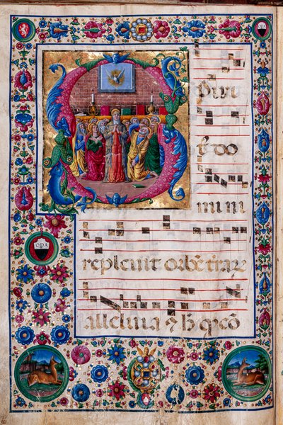 Piccolomini-Bibliothek: Chorbuch, cod. 23.8, ff. 100v mit „Pfingsten“ von Unbekannter Künstler