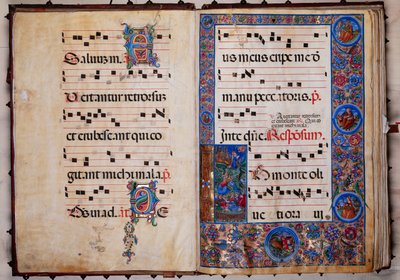 Piccolomini-Bibliothek: Chorbuch, cod. 8-H, ff. 1v-2r mit 