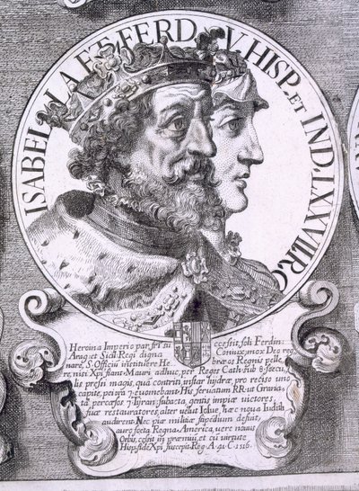 Porträt von Isabella I und Ferdinand V von Kastilien (Lithografie) von Unbekannt