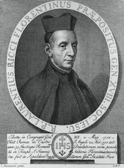 Porträt von Lorenzo Ricci (1703-1775), italienischer Jesuit und 18. Generaloberer der Gesellschaft Jesu, Gravur von William M. Timlin