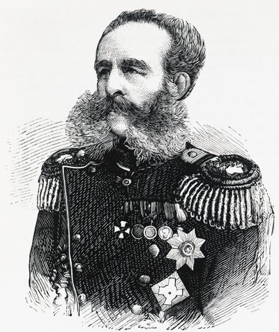 Porträt von Prinz Dmitri Iwanowitsch Swjatopolk-Mirski, russischer General, Gravur von William M. Timlin