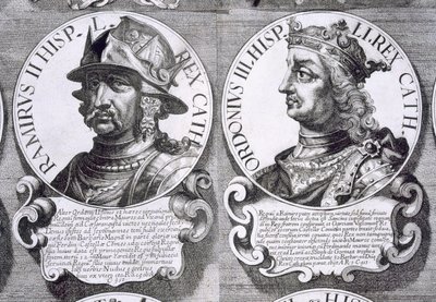 Porträts von Ramiro II. und Ordono III. (Lithografie) von Unbekannt