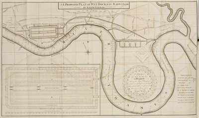 Ralph Walkers vorgeschlagener Plan der Wet Docks in Wapping, London von Unbekannt