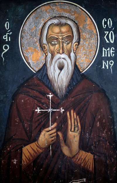 Heiliger Sozomenos, Byzantinisches Fresko aus dem 14. Jahrhundert Narthex, Ostwand Phorbiotissa Jungfrauenkirche, Asinou UNESCO-Stätte Troodos-Region, Zypern von Unbekannt