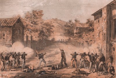 Sizilianische Freiwillige greifen die Vorposten der Neapolitaner in Milazzo, Sizilien, an von William M. Timlin