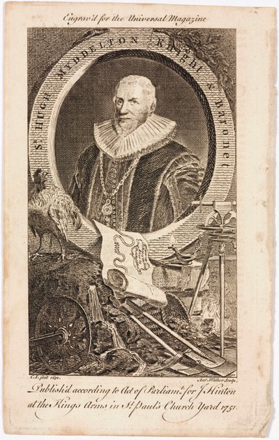 Sir Hugh Myddelton, walisischer Goldschmied und Ingenieur, um 1620 von Unbekannt