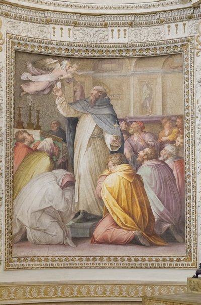 St. Peter der Märtyrer vertreibt die Teufel mit der Hostie, Teil der Geschichten von St. Peter dem Märtyrer von Unbekannter Künstler