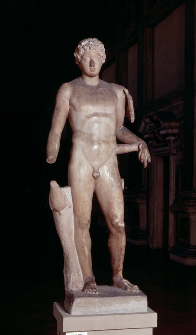 Statue eines Jünglings mit den Attributen des Merkur, Römisch von Unbekannt