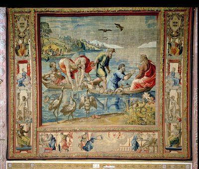 Der wunderbare Fischfang, aus den Brüsseler Tapisserien, Repliken von Raphaels Vatikan-Serie der Apostelgeschichte von Unbekannt
