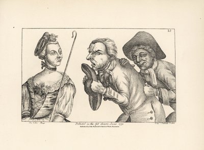 Die komischen Figuren von Cimon und Mopsus mit der schönen Phillida. Aus Colley Cibbers komischer Oper Damon und Phillida. von Unbekannter Künstler