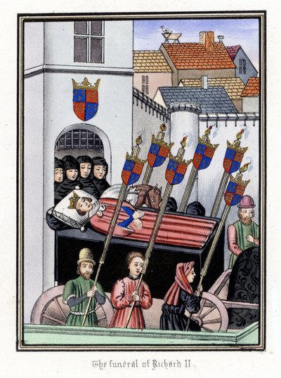 Der Leichenzug von König Richard II. von England (1367-1400), verlässt die Burg von Pontefract zur Kathedrale von Saint Paul in London (England) von Unbekannter Künstler