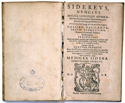 Titelseite aus Galileos Buch über astronomische Theorie von Unbekannt