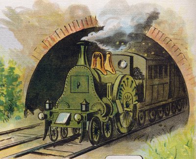 Zug verlässt einen Tunnel (Illustration aus „ABC L