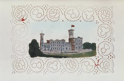 Viktorianisches Papierdeckchen mit Blick auf Osborne House (Aquarell auf Papier) von Unbekannt