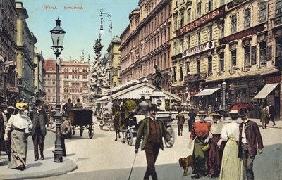 Wien, Graben - berühmte Straße im Stadtzentrum mit flanierenden Menschen von Unbekannter Künstler