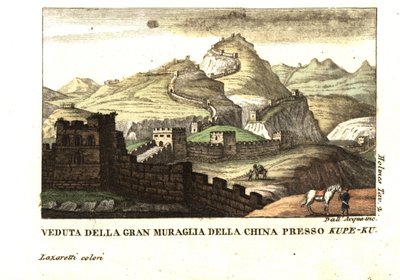 Ansicht der Chinesischen Mauer in der Nähe von Kou-Pee-Keow, am Pass zwischen China und Osttartarei. Aus Samuel Holmes