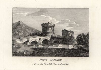 Ansicht der Lucano-Brücke und des Mausoleums der Plautii, auf dem Weg nach Tivoli von Unbekannt