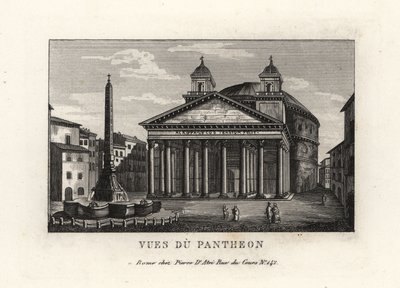 Ansicht des Pantheons mit Brunnen, Fontana del Pantheon, und Macuteo-Obelisk auf der Piazza della Rotonda, Rom von Unbekannt