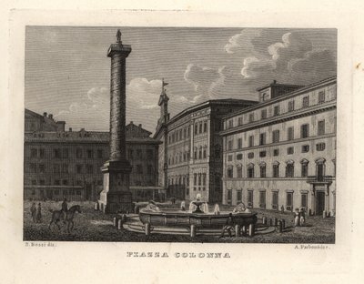 Ansicht der Piazza Colonna mit der Säule des Marcus Aurelius, Rom von Unbekannt