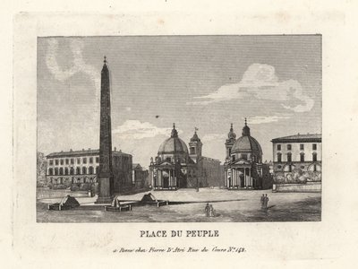 Ansicht der Piazza del Popolo mit einem ägyptischen Obelisken von Ramses II aus Heliopolis, Rom von Unbekannt
