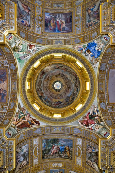 Ansicht des Querschiffs, Decke mit den Pendentifs und der Kuppel, Sant