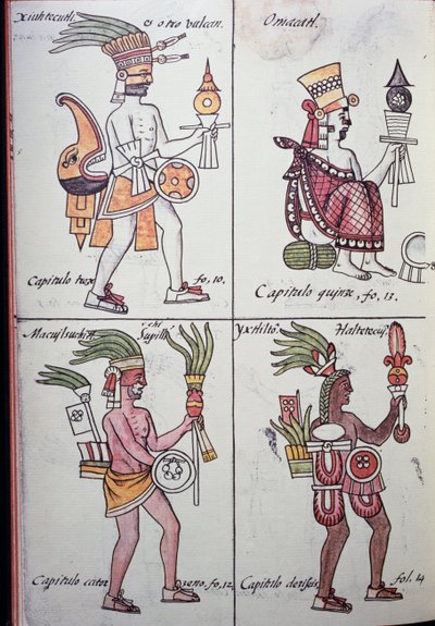 Xiuhtecuhtli, Omacatl, Macuilxochitl, Ixtlilton von Benjamin Baud