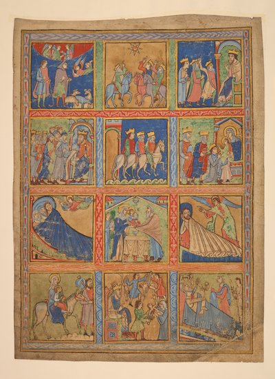 f. 1: Eine Serie von 24 Miniaturen aus dem Leben Christi; Sieben Ausschnitte aus illuminierten Manuskripten. 12. Jahrhundert-15. Jahrhundert von Unbekannter Künstler