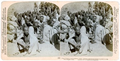 Boxer-Gefangene, gefangen und gebracht von der US 6. Kavallerie, Tientsin, China, 1901 von Underwood and Underwood