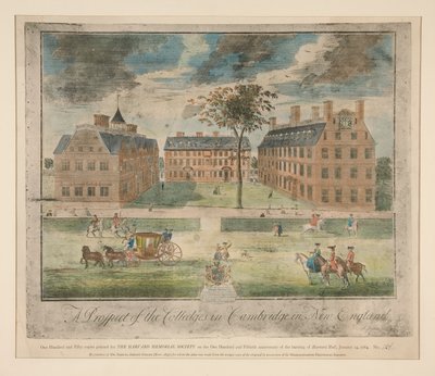 Eine Aussicht auf die Colleges in Cambridge in Neuengland; Reproduktion für Dr. Samuel Abbott von Unknown