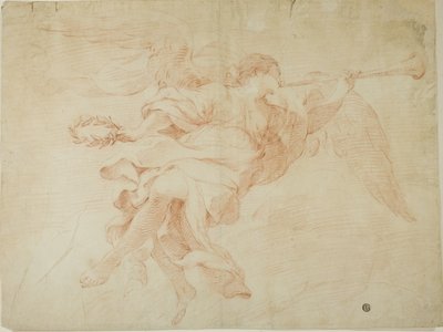 Engel mit Trompete und Kranz von Unknown