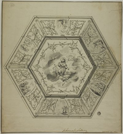 Deckenentwurf mit dem heiligen Antonius von Padua umgeben von Episoden aus seinem Leben und Symbolen des Martyriums der Apostel von Unknown