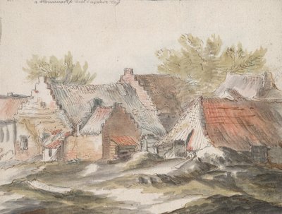 Hütten (recto); Korbgeräte (verso) von Unknown
